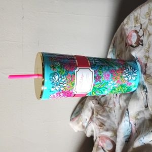 Lilly Pulitzer 28 Ounce Walking on Sunshine Traveler Tumbler Vibrant Colors NEW